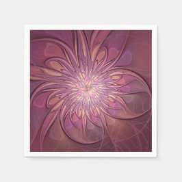 Guardanapo De Papel Abstrato Modern Floral Arte Fractal Cores de Berry