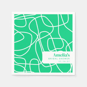Guardanapo De Papel Abstrato Modern Line Art Green Chá Personalizado