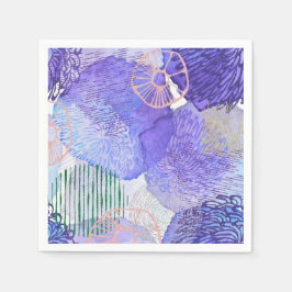 Guardanapo De Papel Abstrato moderno azul e roxo