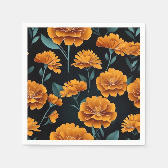 Guardanapo De Papel Abstrato moderno Marigold Floral (Frente)