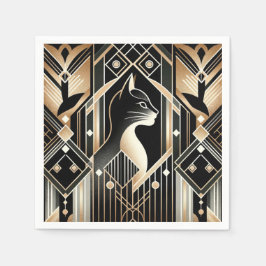 Guardanapo De Papel Abstrato Napkins de Gato Negro Decorante