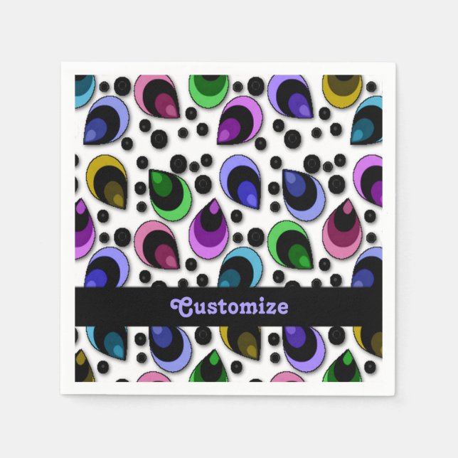 Guardanapo De Papel Abstrato Peacock Feather Patterno Napkins (Frente)