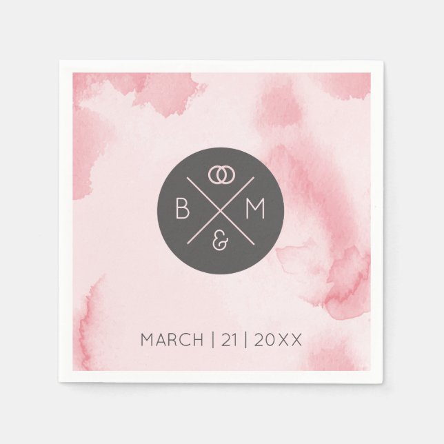 Guardanapo De Papel Abstrato Pink Watercolor | Nápoles (Frente)