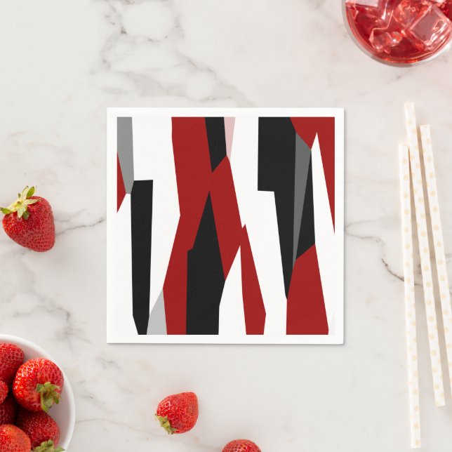 Guardanapo De Papel Abstrato preto e branco vermelho (Insitu)