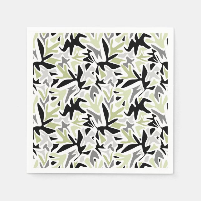 Guardanapo De Papel Abstrato, Preto e Verde, Juventude, Moderno, Criat (Frente)