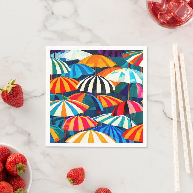 Guardanapo De Papel Abstrato Rainbow Beach Umbrella (Insitu)