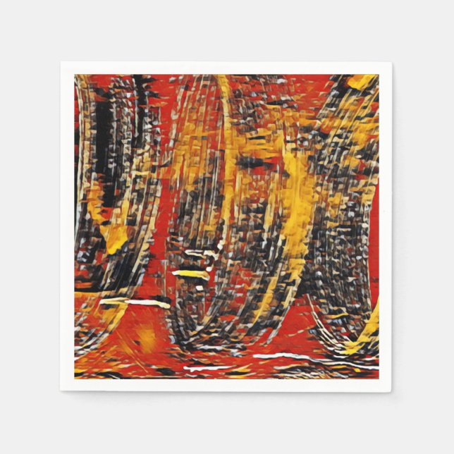 Guardanapo De Papel Abstrato Retro Círculo Roda Vermelho Preto (Frente)