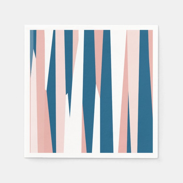 Guardanapo De Papel Abstrato rosa azul e branco (Frente)