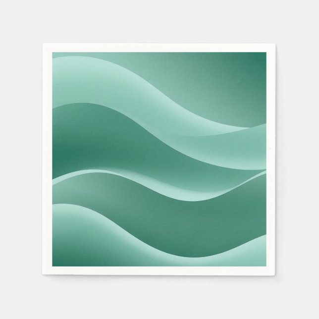 Guardanapo De Papel Abstrato Verde-Teal Gradiente Onda Fluindo Moderno (Frente)