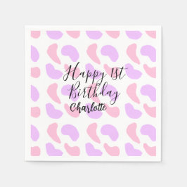 Guardanapo De Papel Abstratos roxos cor-de-rosa moldam primeiro aniver