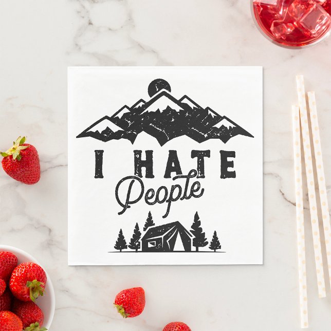 Guardanapo De Papel Acampamento antissocial engraçado Odeio Pessoas (Criador carregado)