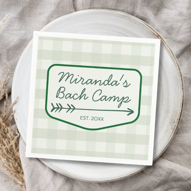Guardanapo De Papel Acampamento de Bach, Gingham Bachelorette (Summer Bach Camp Gingham Bachelorette Camping Napkins)