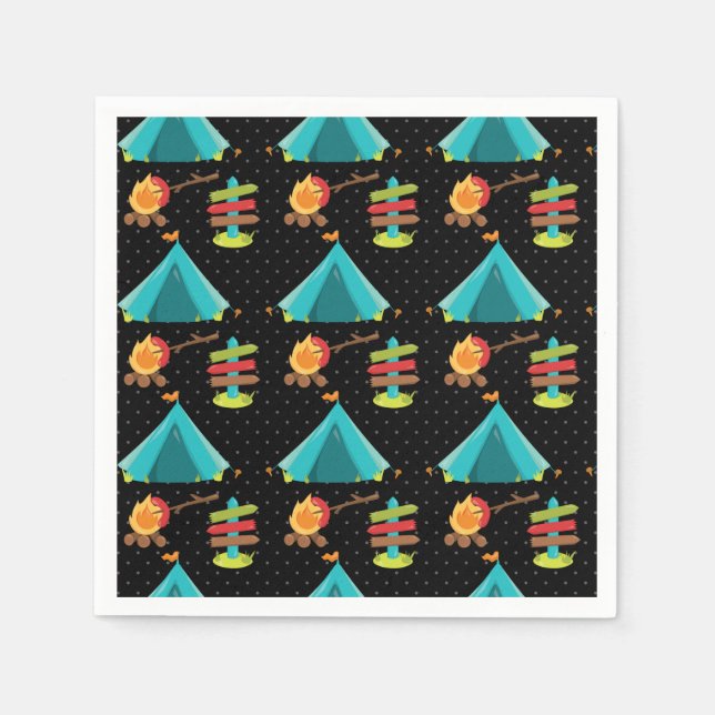 Guardanapo De Papel Acampamento de Verão - escolha a cor do fundo (Frente)