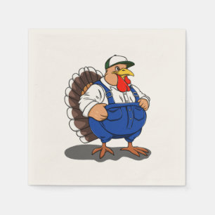 Guardanapo De Papel Ação de Graças, Cartoon Farmer Turkey,
