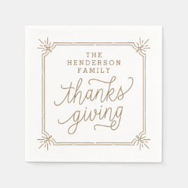 Guardanapo De Papel Ação de Graças da Família Personalizada do Quadro 
