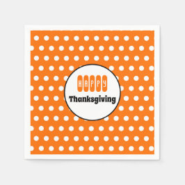 Guardanapo De Papel Ação de Graças de Bolinhas Laranja e Branca