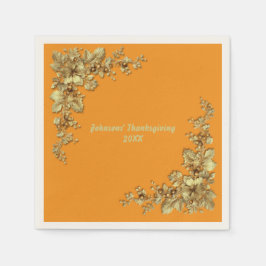 Guardanapo De Papel Ação de Graças Dourada Elegante