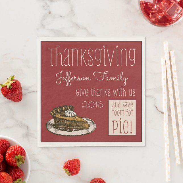 Guardanapo De Papel Ação de Graças Personalizada com Pie! (Insitu)