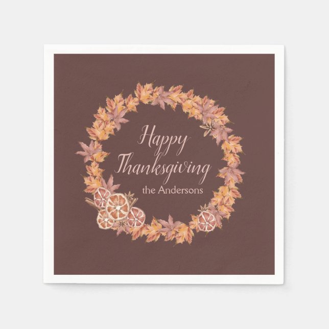 Guardanapo De Papel Ação de Graças Personalizada | Folhas de Caixas de (Frente)
