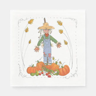 Guardanapo De Papel Ação de Graças Scarecrow Pumpkin Patch Divertido C