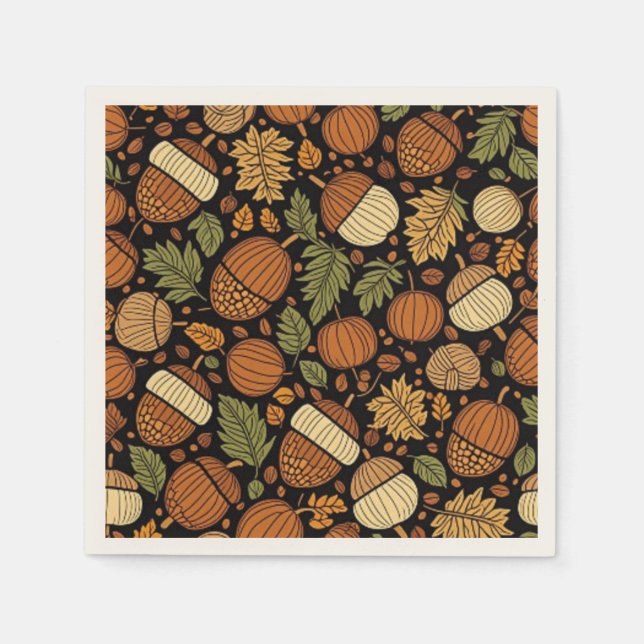 Guardanapo De Papel Acorn Pattern Harvest Day Napkins (Frente)