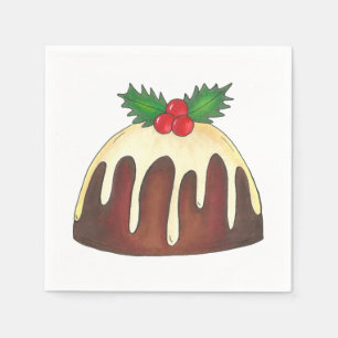 Guardanapo De Papel Açúcar Plum Pudim Holly Christmas Festivo britânic