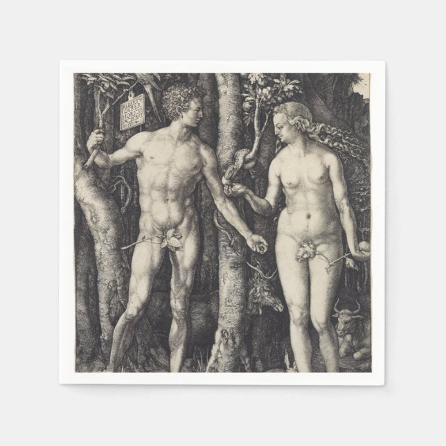 Guardanapo De Papel Adam e Eve por Albrecht Durer (Frente)