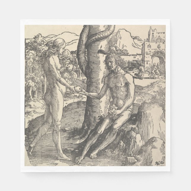 Guardanapo De Papel Adão e Eva: A Queda do Homem (Lucas van Leyden) (Frente)