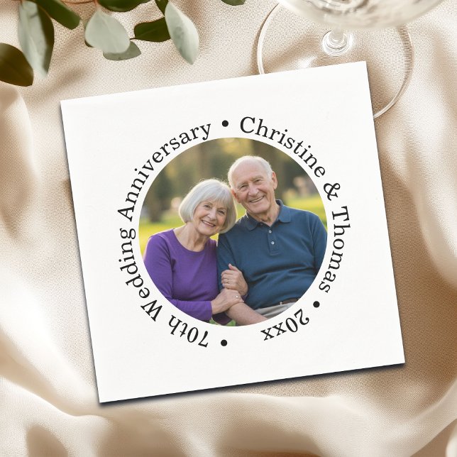 Guardanapo De Papel Add Your Own Couple Photo 70th Wedding Anniversary (Criador carregado)