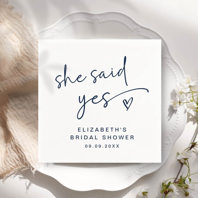 Guardanapo De Papel ADELLA Moderno Mínimo Ela Disse Sim Chá de panela (Criador carregado)