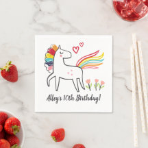 Adesivos de aniversário de Unicórnio Arco-íris com