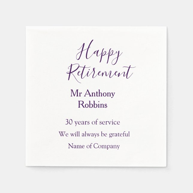 Guardanapo De Papel Adição de aposentadoria feliz anos de serviço apos (Frente)