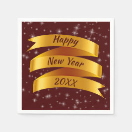 Guardanapo De Papel Adicionar Fita Dourada do Feliz ano novo de Texto 