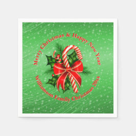 Guardanapo De Papel Adicionar Nome Alterar Texto Vermelho Verde Natal 