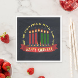 Guardanapo De Papel Adicionar Nome Ano Velas Kwanzaa Luncheon