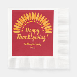 Guardanapo De Papel Adicione Nome Ano Feliz Ação de Graças Yellows Red