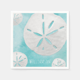Guardanapo De Papel Adicione nome Tropical Sand Dollar Turquoise Water