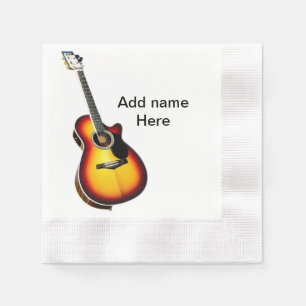 Guardanapo De Papel Adicione o nome do texto guitarra acústica castanh