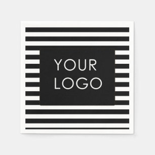 Guardanapo De Papel Adicione seu logotipo à faixa preta personalizável