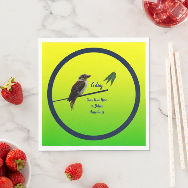 Guardanapo De Papel Adicione Seu Texto, Partido Australiano Kookaburra (Insitu)