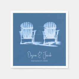 Guardanapo De Papel Adirondack Beach Chairs Azure Blue White Weding
