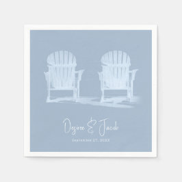 Guardanapo De Papel Adirondack Beach Chairs Dusty Blue White Casamento