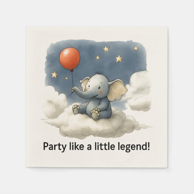 Guardanapo De Papel 🎈Adorable Elephant Celebration Napkins 🐘✨ (Frente)