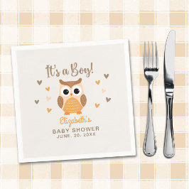 Guardanapo De Papel Adorable Owl Baby Shower Boy