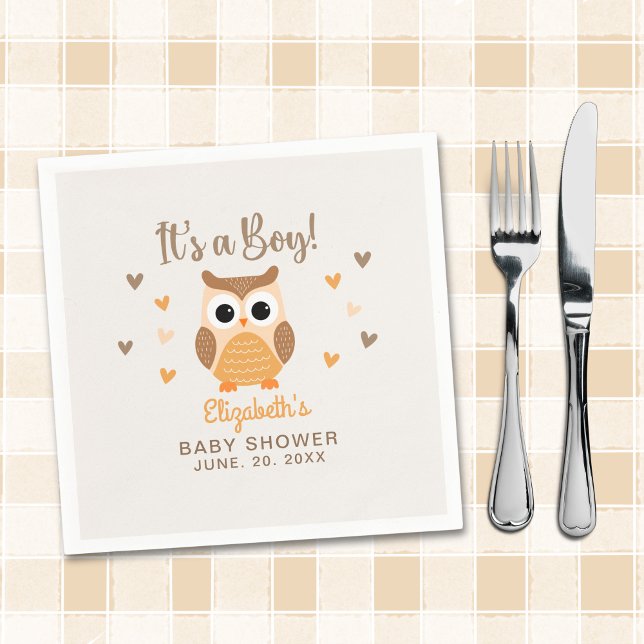Guardanapo De Papel Adorable Owl Baby Shower Boy (Criador carregado)