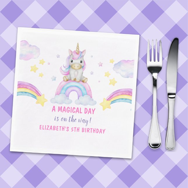 Guardanapo De Papel Adorable Unicorn Birthday Girl (Criador carregado)