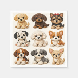 Guardanapo De Papel Adoráveis Cachorrinhos de Tricô