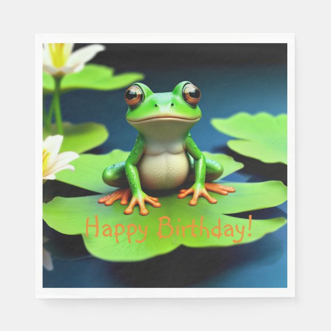 Guardanapo De Papel Adorável aniversário do Sapo (Frente)