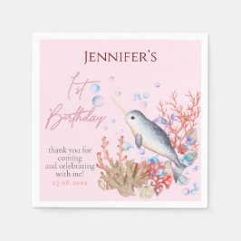 Guardanapo De Papel Adorável bebê do oceano Narwhal conchas Festa de a