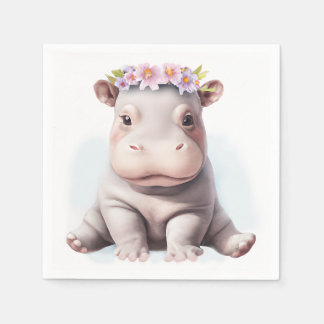 Guardanapo De Papel Adorável Bebê Hippopotamus